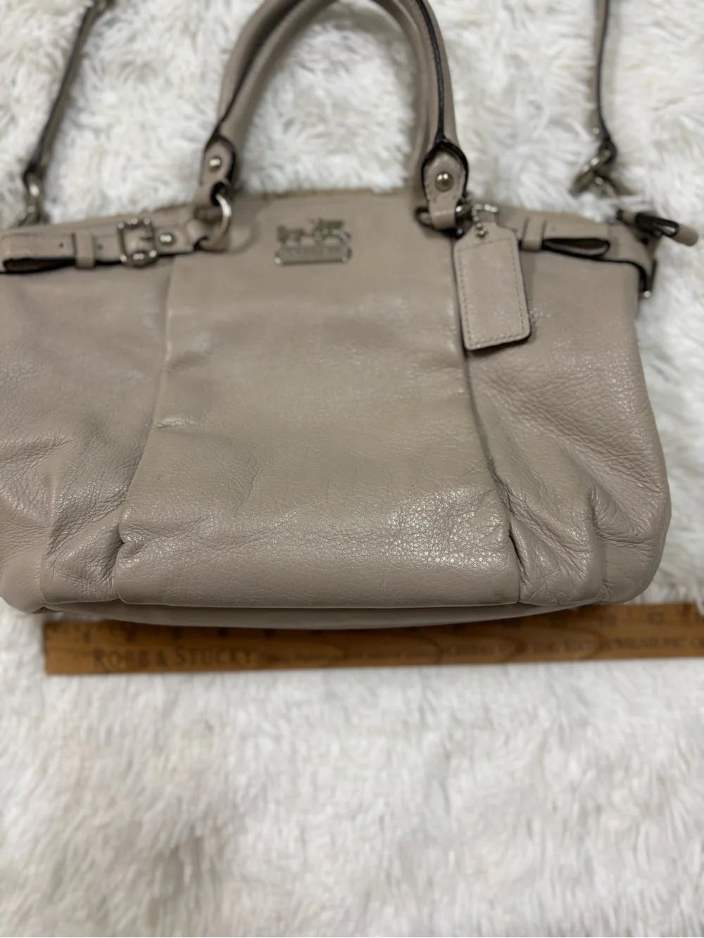 Coach Leather Satchel in Light Taupe with Gold Hardware